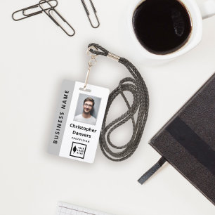 Clean Gray White Add Your Logo Office Employee Badge