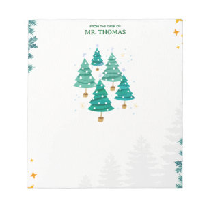 Clean Green Christmas Trees Notepad