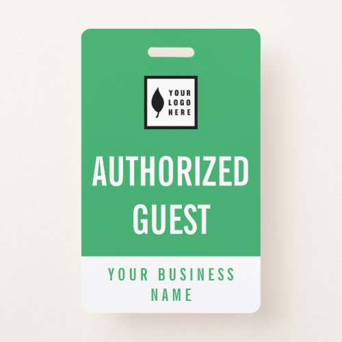 Clean Green White Add Your Logo Office Visitor Badge