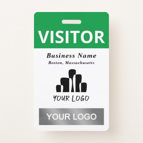 Clean Green White Visitor 2 Logos Template Badge