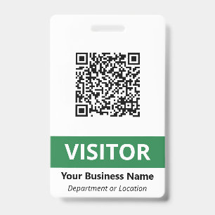 Clean Green White Visitor Your QR Code Badge