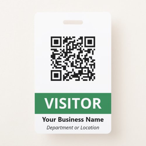 Clean Green White Visitor Your QR Code Badge