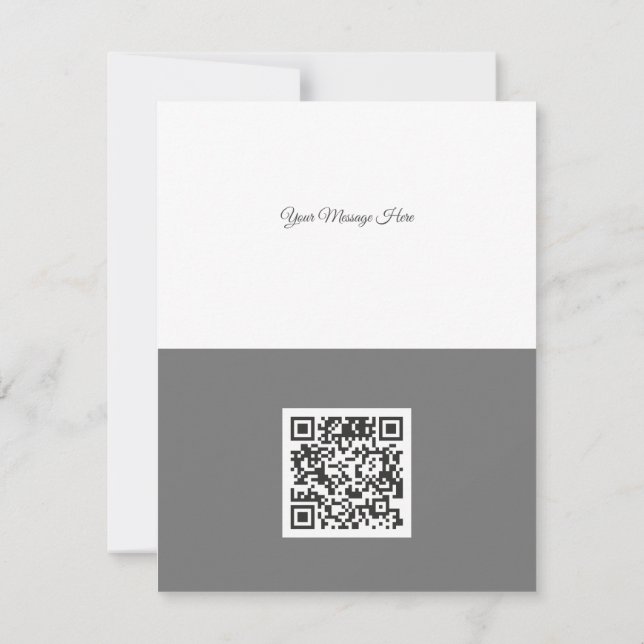 Clean Grey Corporate QR Code Christmas Tree Holiday Card (Back)