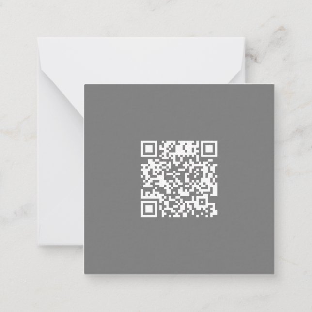 Clean Grey Corporate QR Code Note Card (Back)