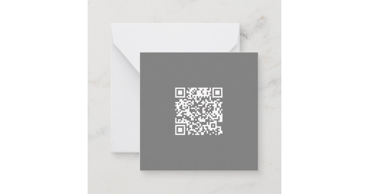 Clean Grey Corporate QR Code Note Card | Zazzle