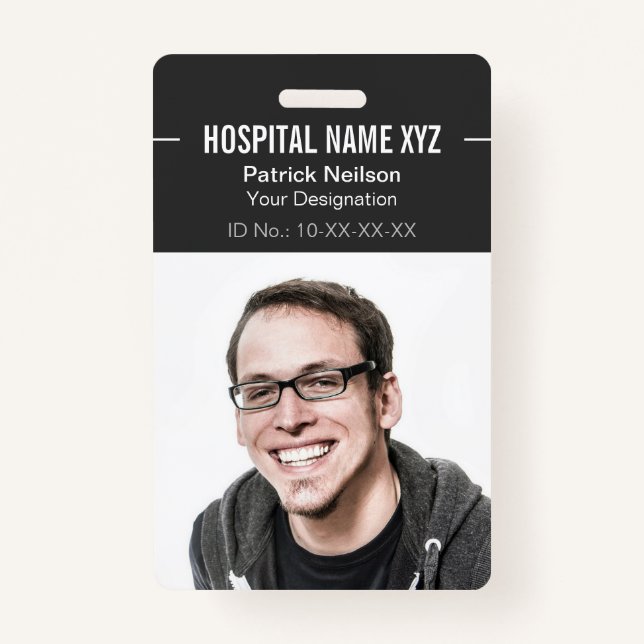 Clean Grey Professional Employee Photo ID Badge (Front)