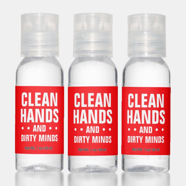 Clean hands dirty minds bachelorette funny red hand sanitizer (Set)