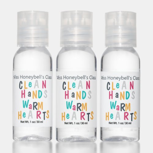 Clean Hands Warm Hearts Teal Navy Pink Custom Hand Sanitizer