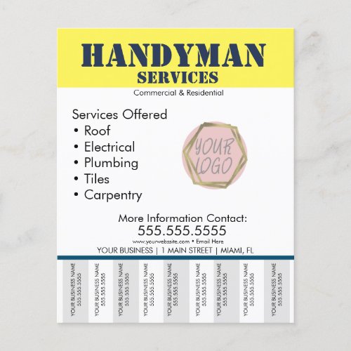 Clean Handyman Plumbing Services Tear Off  Flyer