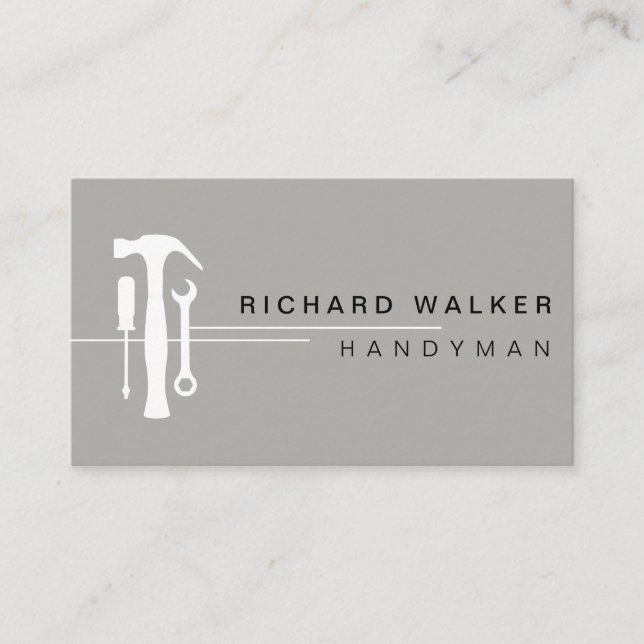 Clean Handyman Tools Auto Mechanic Carpenter Business Card (Front)