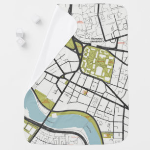 CLEAN HARVARD UNIVERSITY MASSACHUSETTS OUTLINE MAP BABY BLANKET