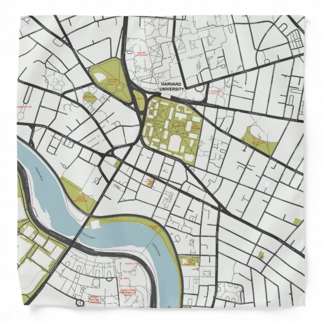 CLEAN HARVARD UNIVERSITY MASSACHUSETTS OUTLINE MAP BANDANA (Front)