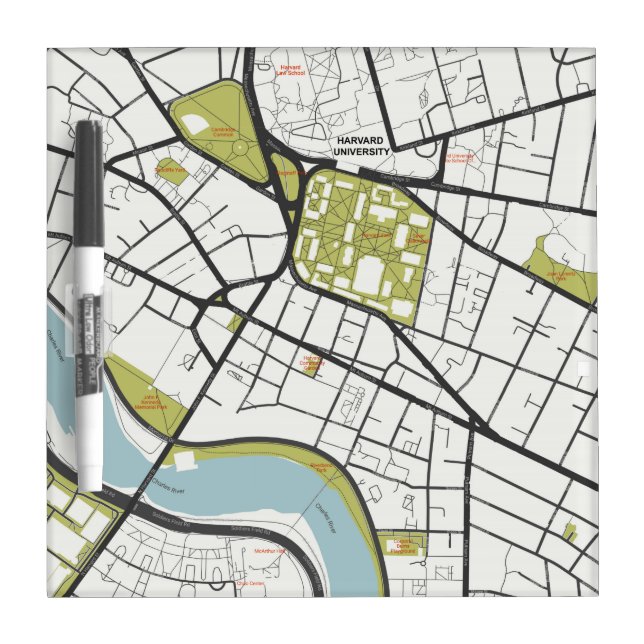 CLEAN HARVARD UNIVERSITY MASSACHUSETTS OUTLINE MAP DRY ERASE BOARD (Front)
