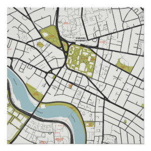 CLEAN HARVARD UNIVERSITY MASSACHUSETTS OUTLINE MAP POSTER