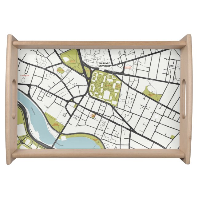 CLEAN HARVARD UNIVERSITY MASSACHUSETTS OUTLINE MAP SERVING TRAY (Front)