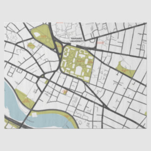 CLEAN HARVARD UNIVERSITY MASSACHUSETTS OUTLINE MAP TISSUE PAPER