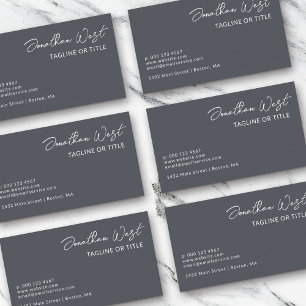 Clean Iron Gray Name In Signature Script One Sided Business Card