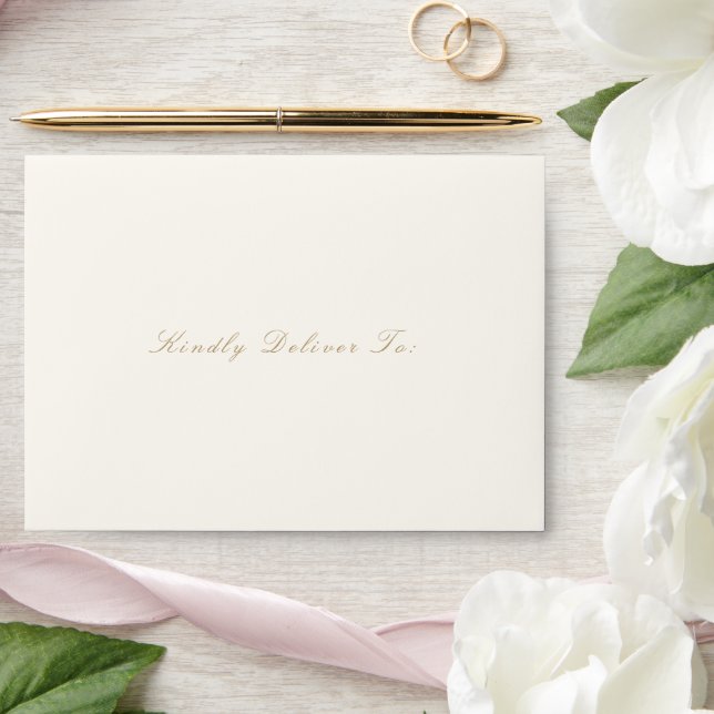 Clean Ivory and Gold Elegant Wedding Envelope (Wedding)