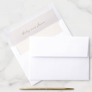 Clean Ivory and Gold Elegant Wedding Envelope Liner