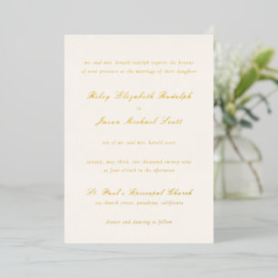 Clean Ivory and Gold Elegant Wedding Foil Invitation