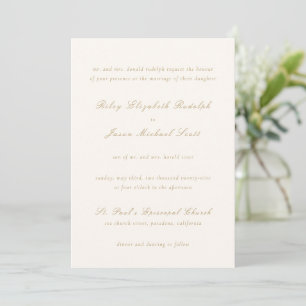 Clean Ivory and Gold Elegant Wedding Invitation