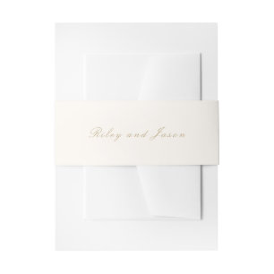 Clean Ivory and Gold Elegant Wedding Invitation Belly Band