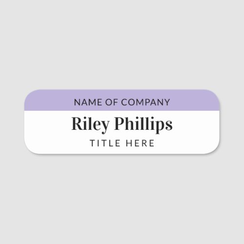 Clean Lavender  White Company Name Title Name Tag