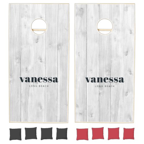 Clean Light Gray Wooden Minimal Modern ClassicName Cornhole Set
