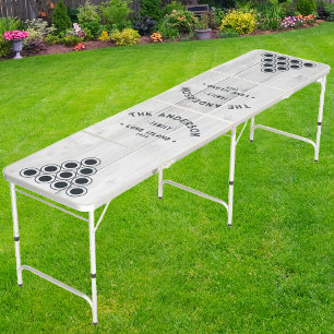Clean Light Gray Wooden Vintage Seaside Family Nam Beer Pong Table