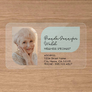 Clean Light Mint Green Photo And Logo Social Media Clear Business Cards