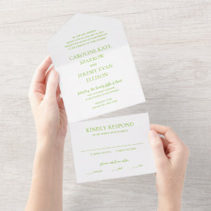 Clean Lime Green Elegant Wedding All In One Invitation