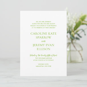 Clean Lime Green Elegant Wedding Invitation
