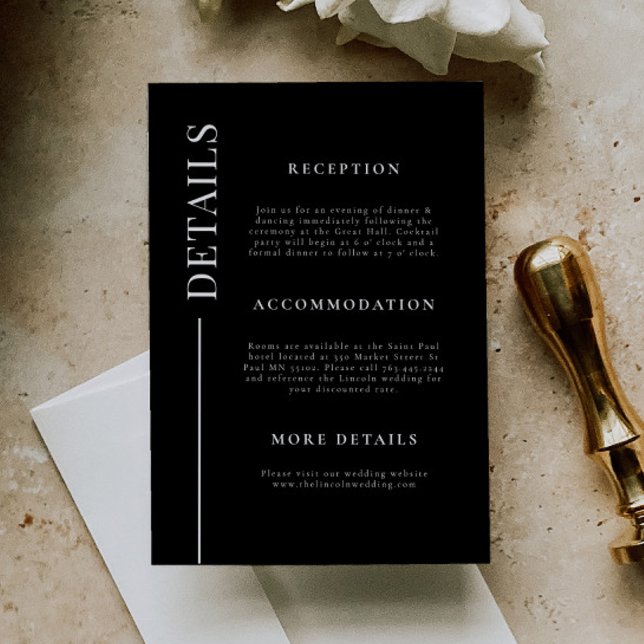 Clean Line Black Wedding Details Enclosure Card (Creator Uploaded)