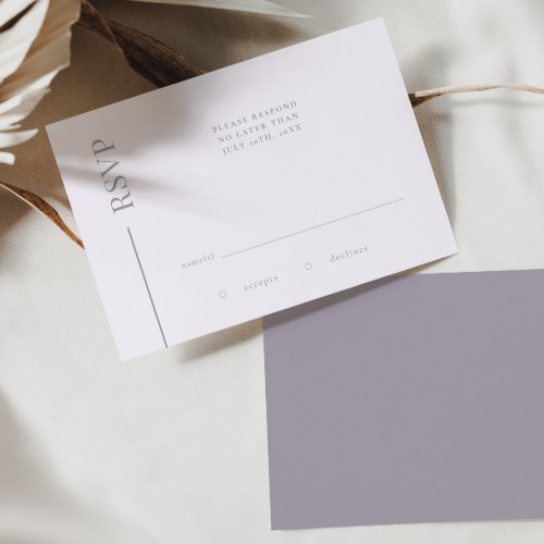 Clean Line Lilac Minimalist Wedding RSVP Card