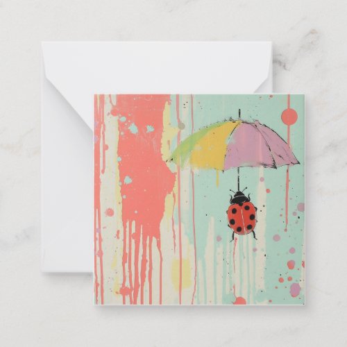 Clean Lines  Critters Ladybug Raindrop Note Card