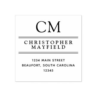 Clean Lines Modern Monogram Return Address Rubber Stamp