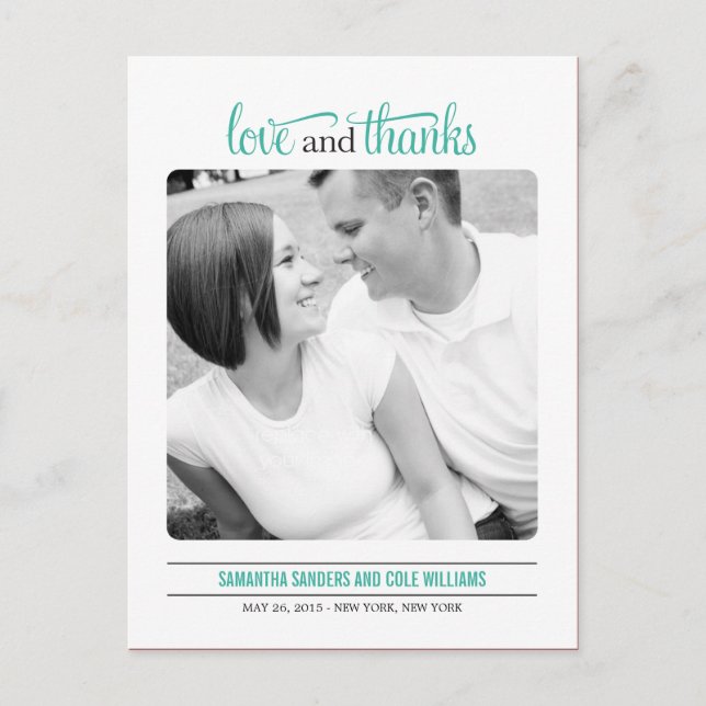 Clean Look Wedding Thank  You Card (Front)