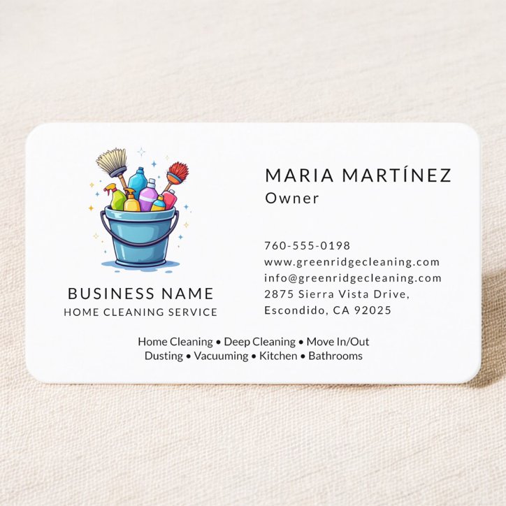 Clean Maid Service Home Cleaning Business Card