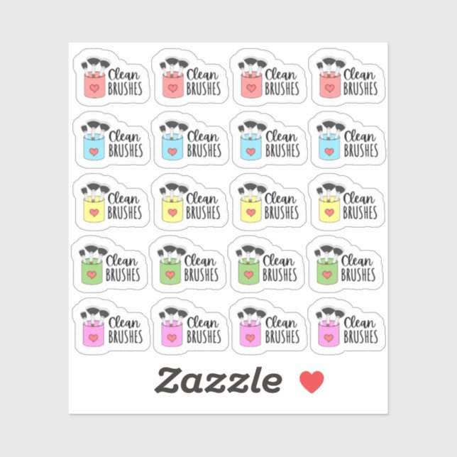 Clean Makeup Brushes Chores Organizing Reminder Sticker (Sheet)
