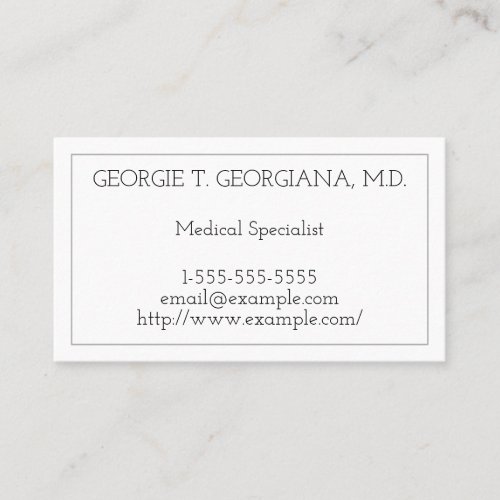 Clean Medical Specialist Business Card
