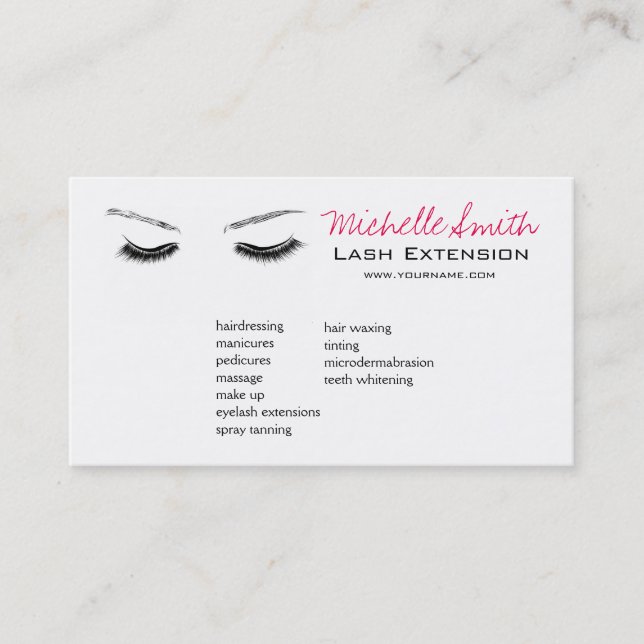 Clean Minimal Black Lash Extension Beauty Salon Business Card (Front)