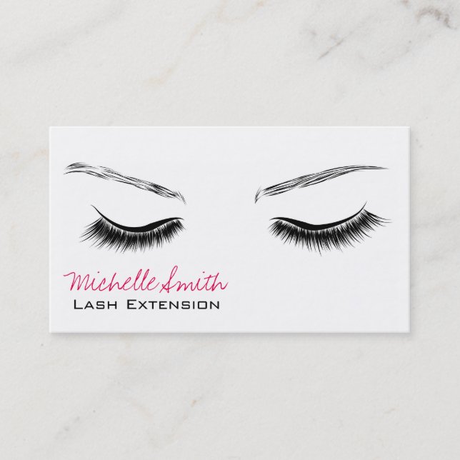 Clean Minimal Black Lash Extension Beauty Salon Business Card (Front)
