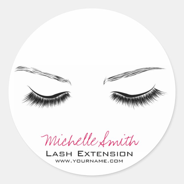 Clean Minimal Black Lash Extension Beauty Salon Classic Round Sticker (Front)