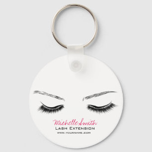 Clean Minimal Black Lash Extension Beauty Salon Keychain