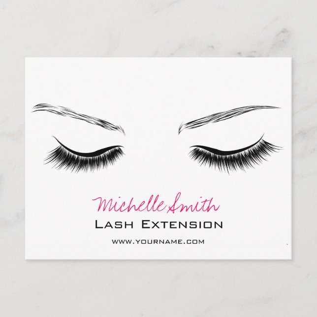 Clean Minimal Black Lash Extension Beauty Salon Postcard (Front)