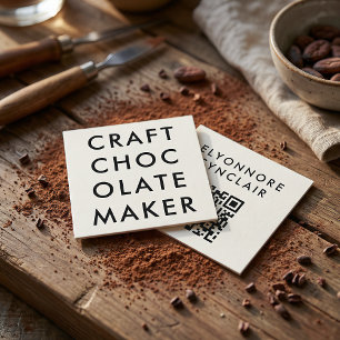 Clean Minimal Craft Chocolate Maker QR Code Square Business Card