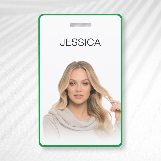 Clean Minimal Green Corporate Employee Photo ID Badge (Creator Uploaded)