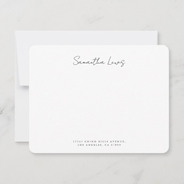 Clean Minimal Handwritten Script Name Personalized Note Card (Front)