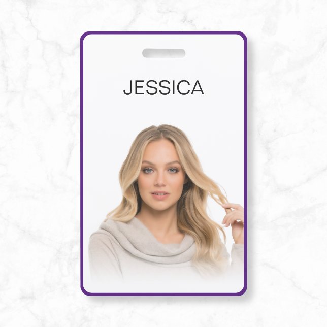 Clean Minimal Purple Corporate Employee Photo ID Badge (Creator Uploaded)