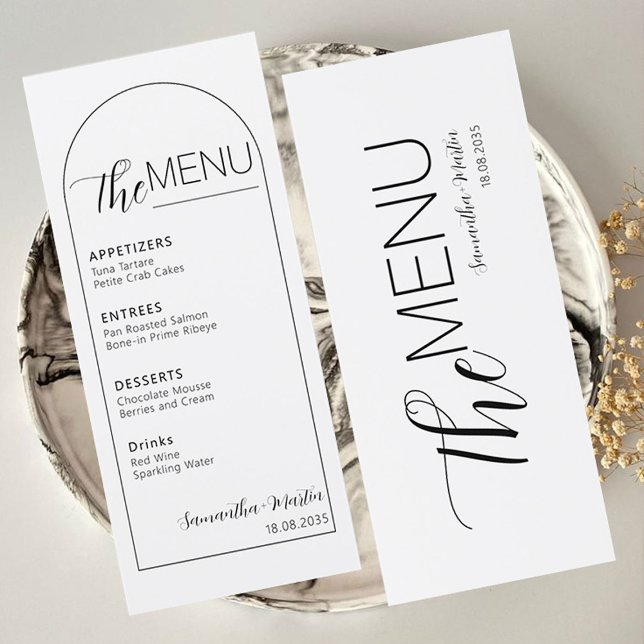 Clean Minimal Text Script Wedding Menu (wedding menu)